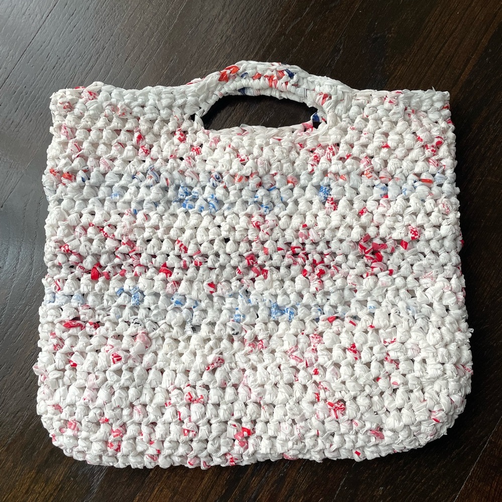 Handmade Upcycled ‘Plarn’ Crochet Tote – Recycled Plastic Bag Eco Bag